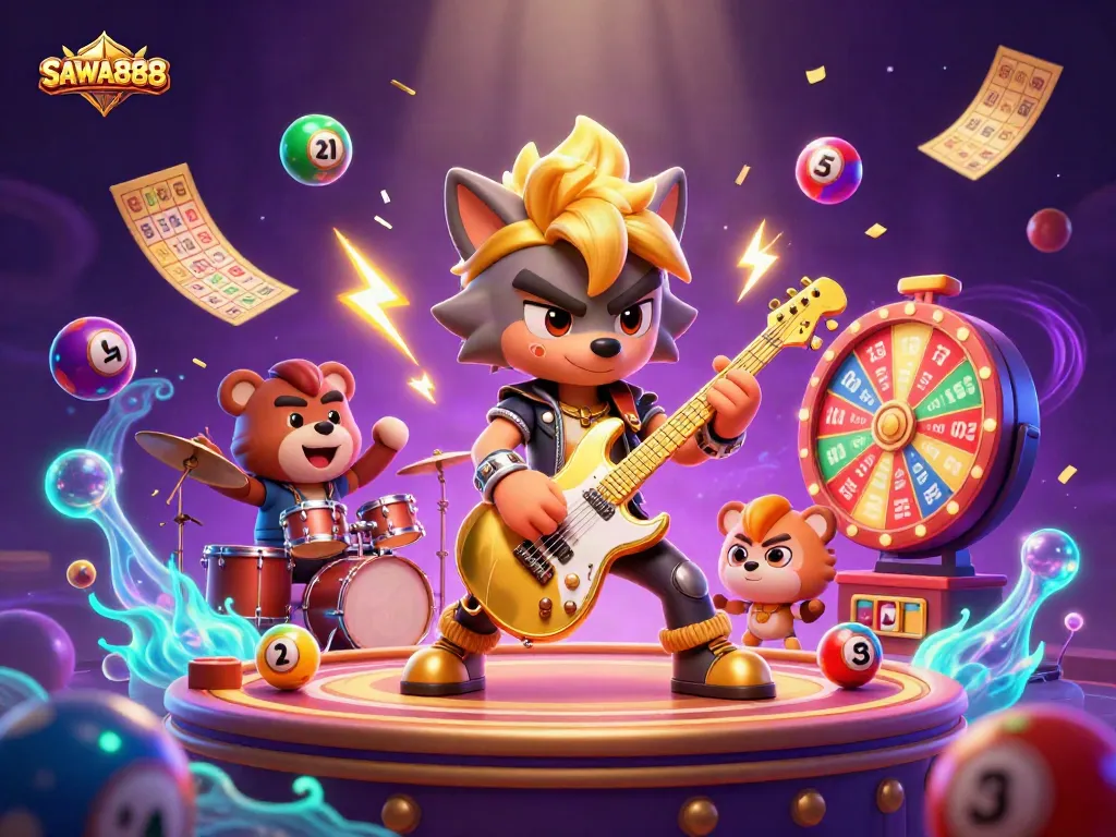 Engage with thrilling gaming excitement at SAWA888's animated casino stage.