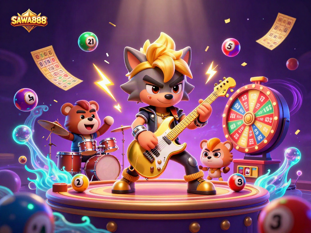 Engage with thrilling gaming excitement at SAWA888's animated casino stage.