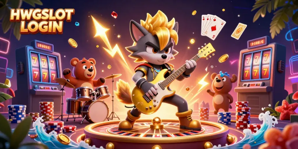 Experience thrilling gameplay with HWGSLOT LOGIN as the rock star wolf electrifies the casino stage.