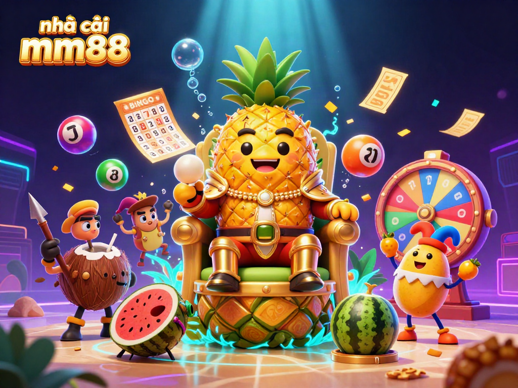 Engage with nhà cái mm88 through dynamic lottery and casino elements in a vibrant 3D scene.