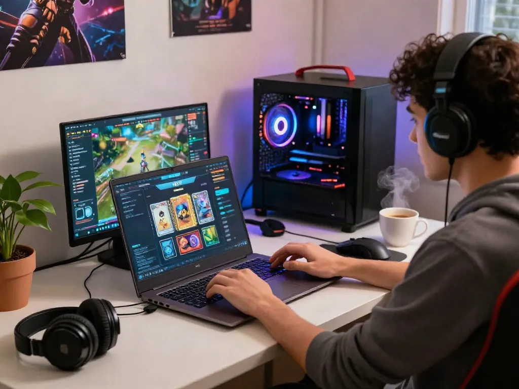 Engaging online gaming session at home featuring the website https://sunwint4.com/ with vibrant game elements.