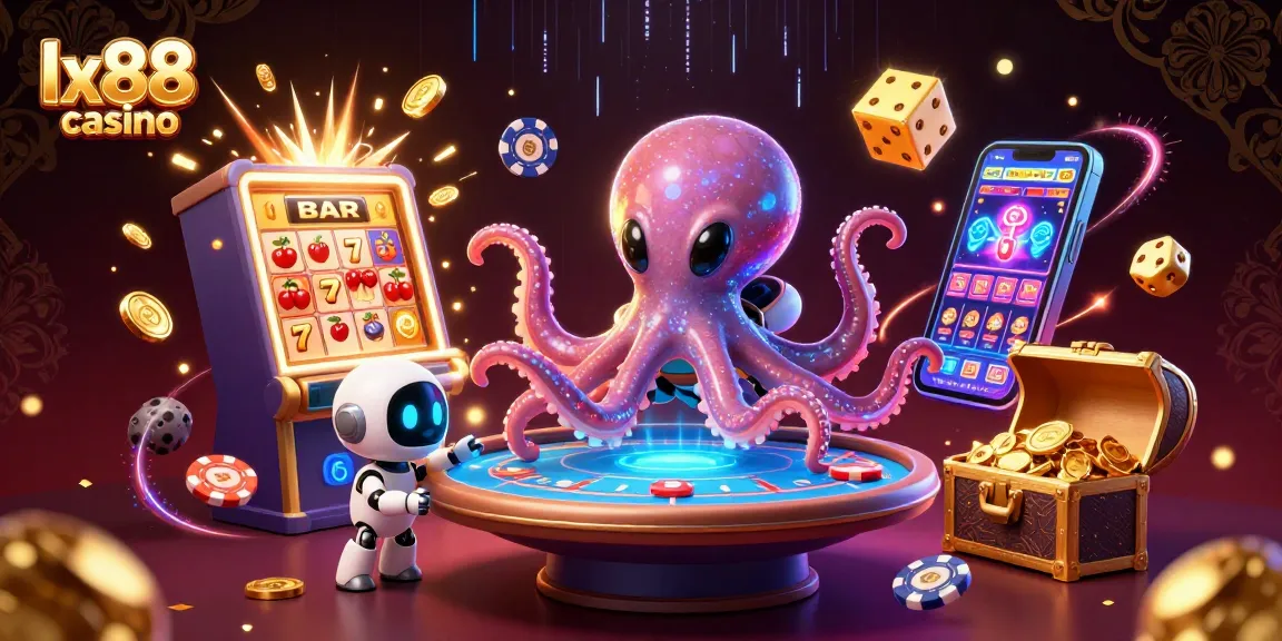 Experience thrilling gameplay at lx88 casino with an alien octopus and exciting casino elements.