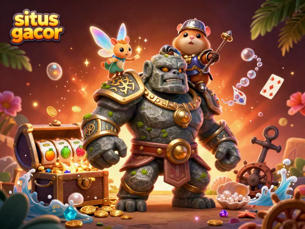 Experience big wins at situs slot gacor with vibrant slot reels, lucky 7s, and magical characters!