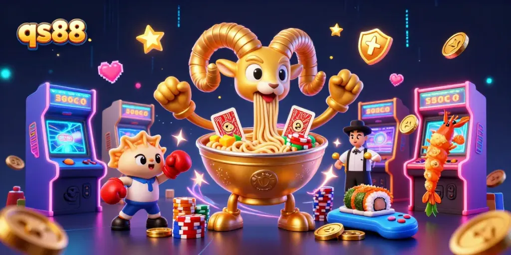 qs88 immerses players in an excitement-filled casino atmosphere with unique characters and vibrant gaming elements.